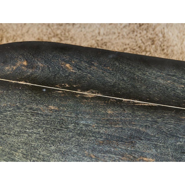 Mid 20th Century Curved Black Cerrused Distressed Coffee Table With Brass Accents For Sale - Image 4 of 12