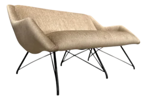 Concha Loveseat in Metal & Fabric, Carlo Hauner, 1955