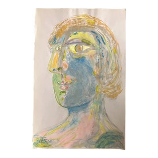 Contemporary Original E.J.Hartmann Abstract Modernist Portrait Painting For Sale