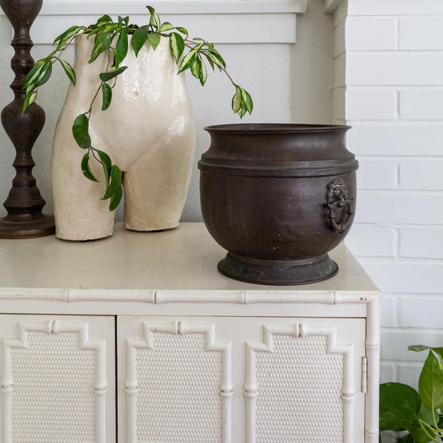 Bronze Jardenier Planter Pot With Russian Stylized Lion Head Handles For Sale - Image 9 of 17
