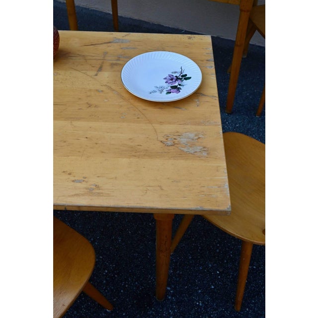Vintage Bohemian Wood Bistro Tables with Turned Legs, 1960s, Set of 5 For Sale - Image 18 of 18