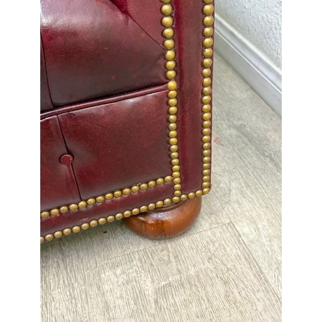 American Oxblood Red Leather Chesterfield Sofa For Sale - Image 3 of 11