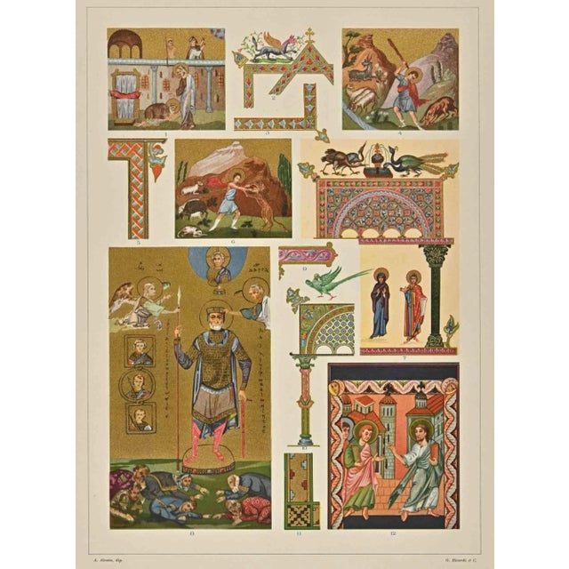Decorative Motifs - Byzantine Styles is a print on ivory-colored paper realized by Andrea Alessio in the early 20th...
