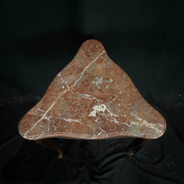 French Carved Louis Xv Triangular Marble Top Side Table For Sale In Portland, ME - Image 6 of 7