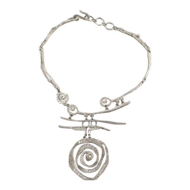 Christian Lacroix Brutalist Silvered Jeweled Choker Necklace For Sale