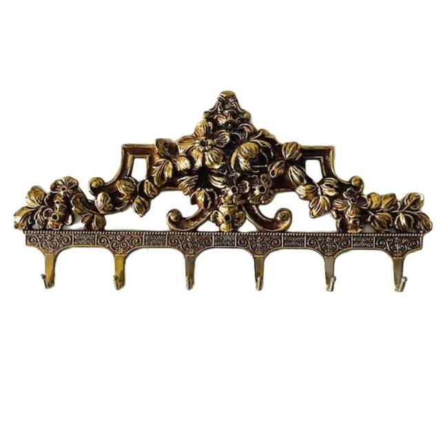 Brown Vintage Italian Wall Coat Rack in Brass, 1960s For Sale - Image 8 of 8