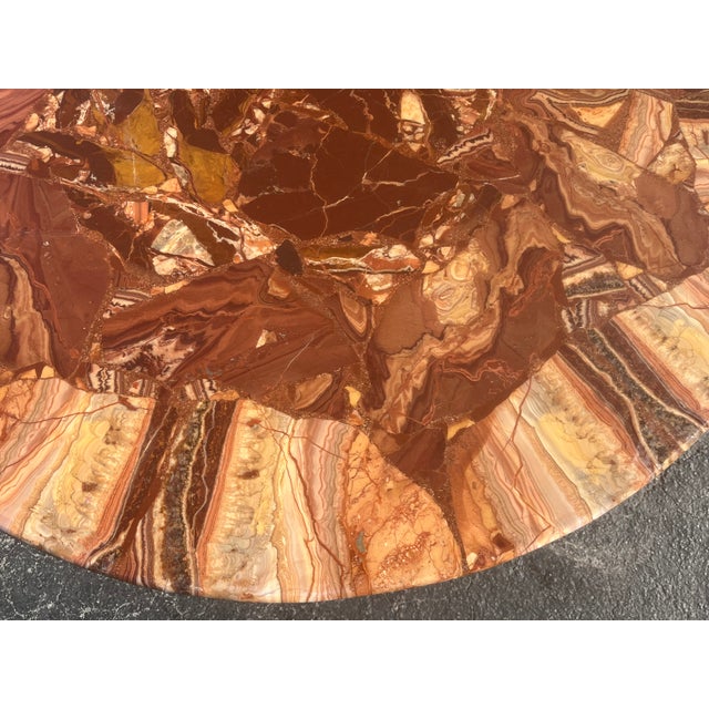 Round Mid Century Modern Onyx Table, Aluminum Base, 1970s For Sale - Image 10 of 12