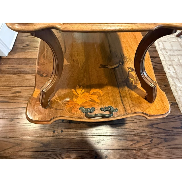 Auburn Late 19th Century Emile Galle Two Tier Art Nouveau Walnut Table For Sale - Image 8 of 11