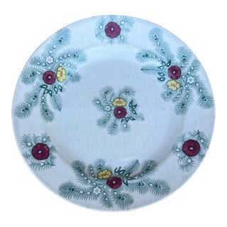 A Nice Antique Staffordshire "Feather" Pattern Green Transfer Decorated Plate, Circa 1830's For Sale