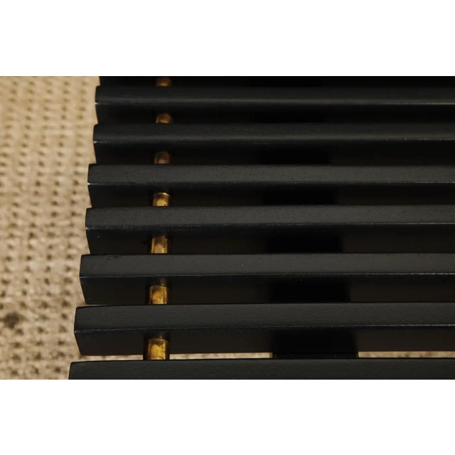 Mid-Century Modern Slatted Wood Bench or Table W Brass Sabots, Refinished, 1960s For Sale - Image 14 of 15