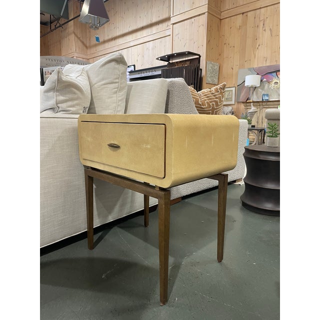 Modern Julian Chichester Vellum Wrapped Accent Table With Drawer For Sale - Image 3 of 8