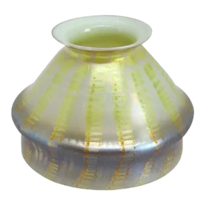 Rare American Tiffany Studios Favrile Glass Yellow Zipper Pattern Candle Lamp Shade