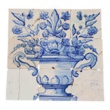 Tile Mural Panel Depicting a Baroque Jardinière With Flowers, Portuguese, 18th Century For Sale
