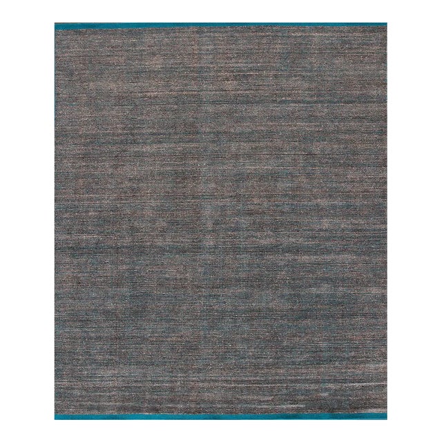 Modern Indian Boho-Style Handmade Gray Geometric Wool Rug For Sale