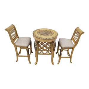 Regency House Carved Maple Bistro Table and Barstools, a Set