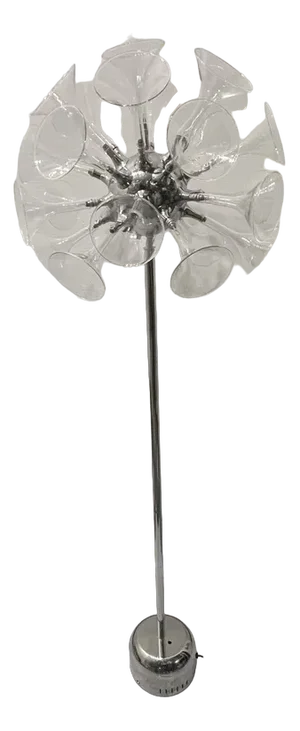 Sputnik Glass & Chrome Floor Lamp, 1980s