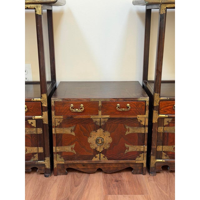 Vintage Pagoda Style Wood Display Cabinets Set, 3 Pieces For Sale - Image 10 of 18