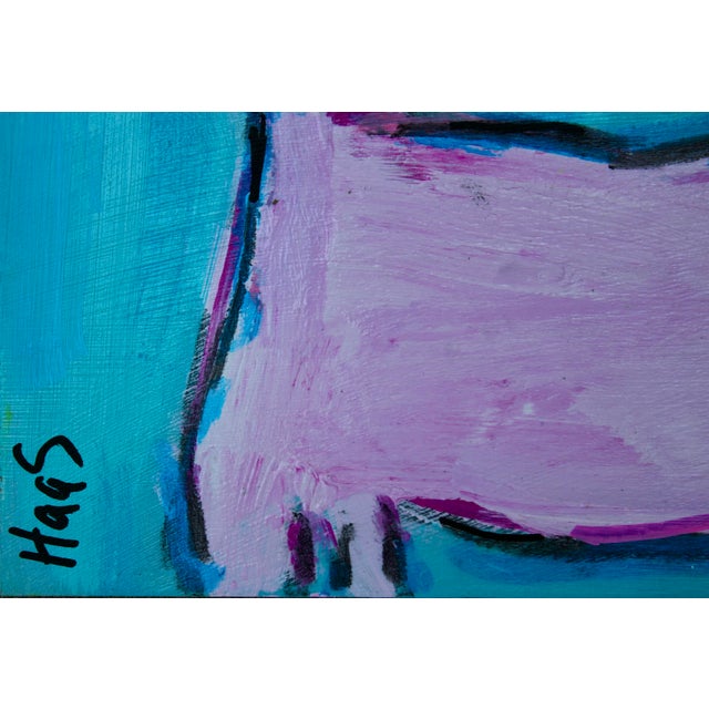 Modern Narratives — She's Going Somewhere! Can I Follow? Original mixed media painting by L. Haas, 9 x 12 in unframed...