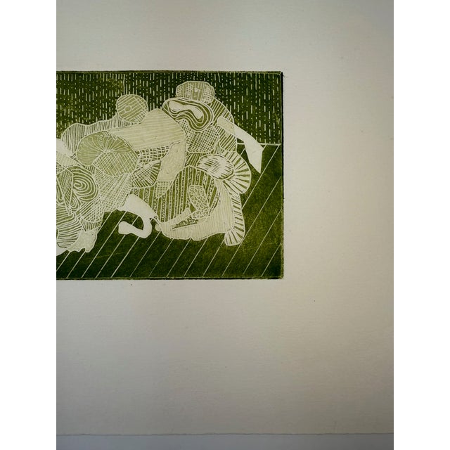 Untitled (“Looking for a Contact Lens”), Abstract Expressionist, Woodblock Print, Artist Stanley J. Krupa For Sale - Image 4 of 6