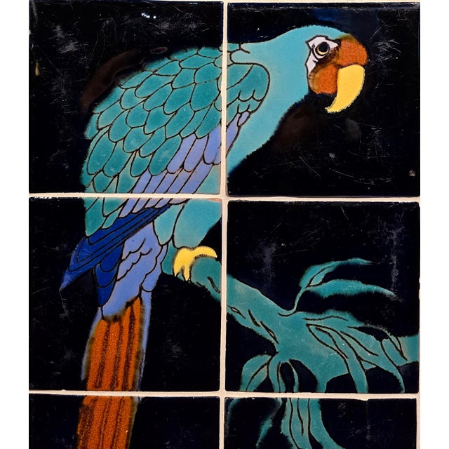 Blue Catalina & Malibu Tile Mosaic W/ Parrot Bird Motif -Framed in Wrought Iron For Sale - Image 8 of 15