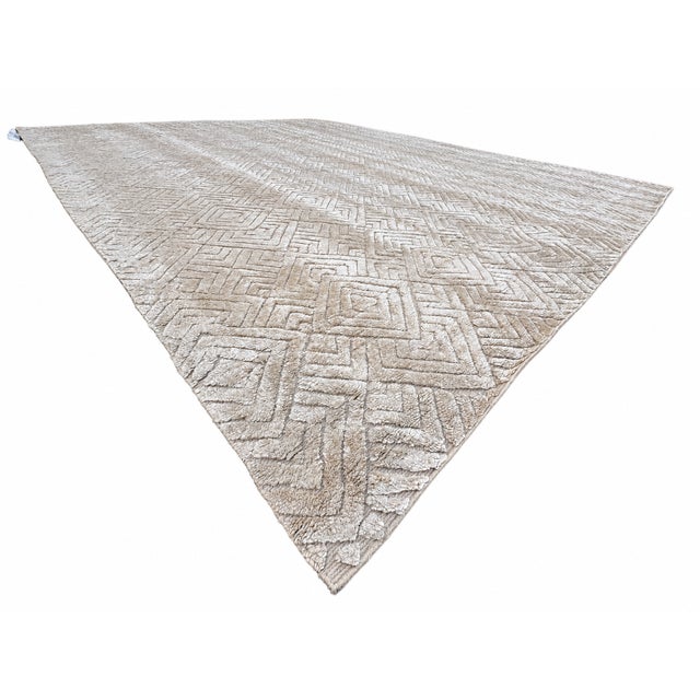 Textile Rh Talsari Silk & Wool Rug – 12' × 15' Wheat | Hand-Knotted Silk & Wool | 100 Tibetan Knots Per Square Inch | Made in Nepal For Sale - Image 7 of 18