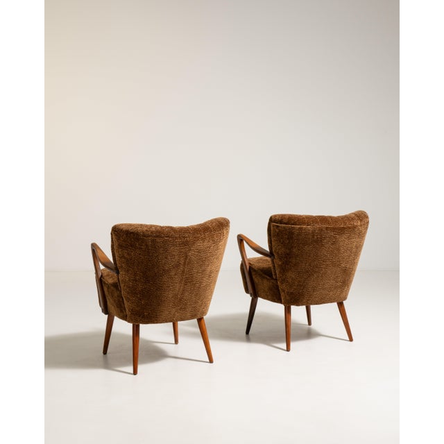 1940s Pair of Shellback Upholstered Armchairs, Antique, Denmark, Circa 1940 For Sale - Image 5 of 11