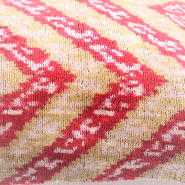 Contemporary Red Gold Chevron Pattern Velvet Throw Pillow & Down Insert For Sale In San Francisco - Image 6 of 9