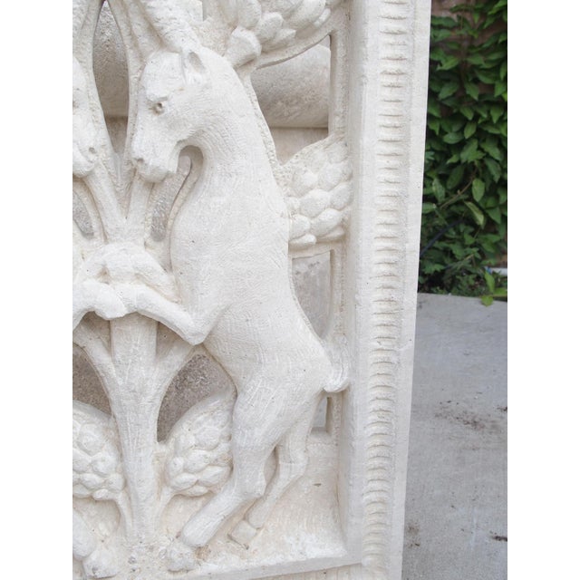 Carved and Pierced Italian Limestone Plaque of Rampant Ibex For Sale - Image 11 of 12