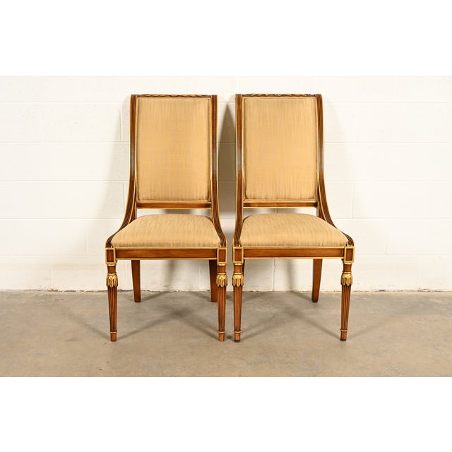 Karges French Regency Louis XVI Carved Walnut and Gold Gilt Side Chairs or Dining Chairs | Pair For Sale - Image 14 of 14