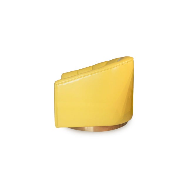 Yellow Italian Style Leather Swivel Chair For Sale - Image 8 of 9