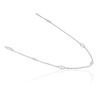 Contemporary Sterling Silver Minimalist 32 Inch Anchor Link Long Chain Necklace - Unisex For Sale