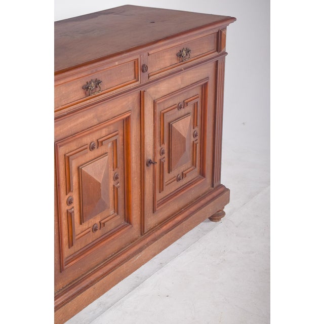 Antique European Oak Sideboard with Padded Doors For Sale - Image 10 of 13
