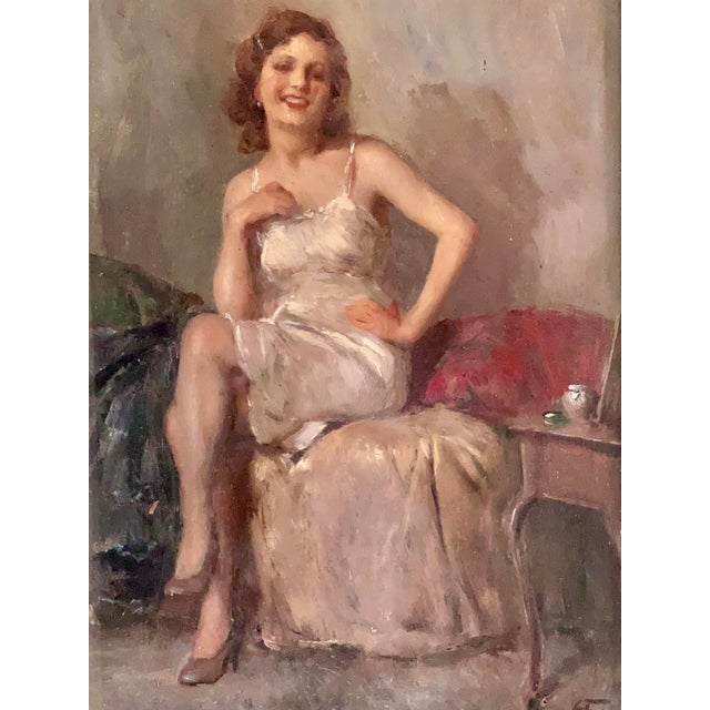 1920s Attilio Toro, Portrait of a Woman, 1920s-1940s, Oil Painting, Framed For Sale - Image 5 of 9