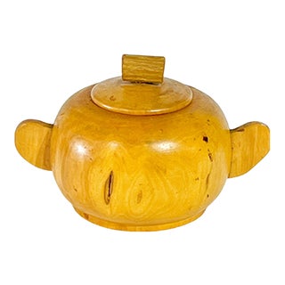 Vintage Folk Art Treen Sugar Bowl With Lid For Sale