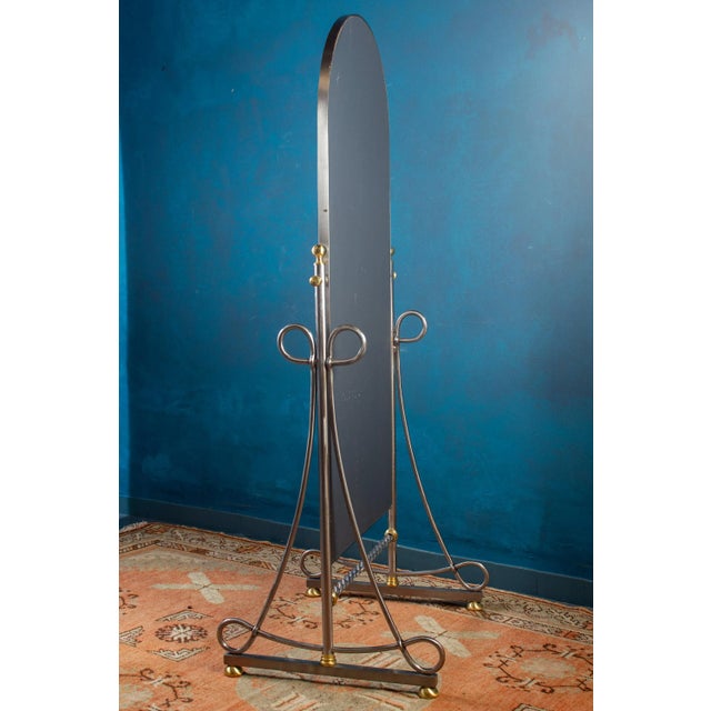 Italian Steel Psyche Mirror by Alberto Orlandi, 1970s For Sale - Image 4 of 14