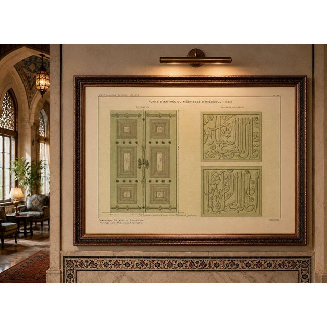Antique Ottoman Madrasa Door & Calligraphy Print, İnegöl Bursa, 1453, Raymond 1924 This original architectural plate...