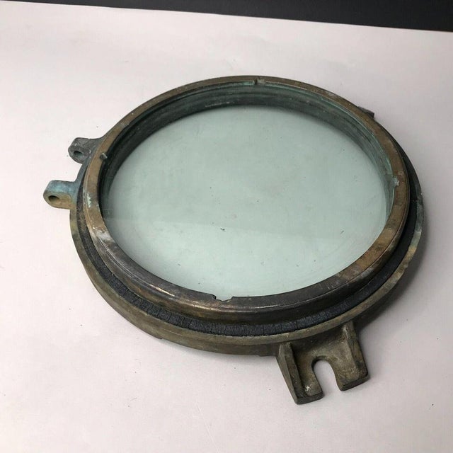 Metal Large Antique Marine Bronze Porthole For Sale - Image 7 of 9