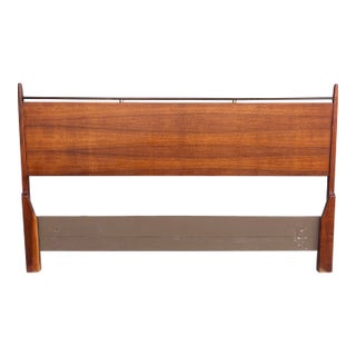 1960s Mid Century Walnut and Chrome Cali King Headboard For Sale