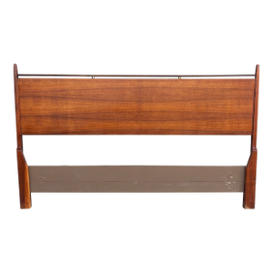 1960s Mid Century Walnut and Chrome Cali King Headboard