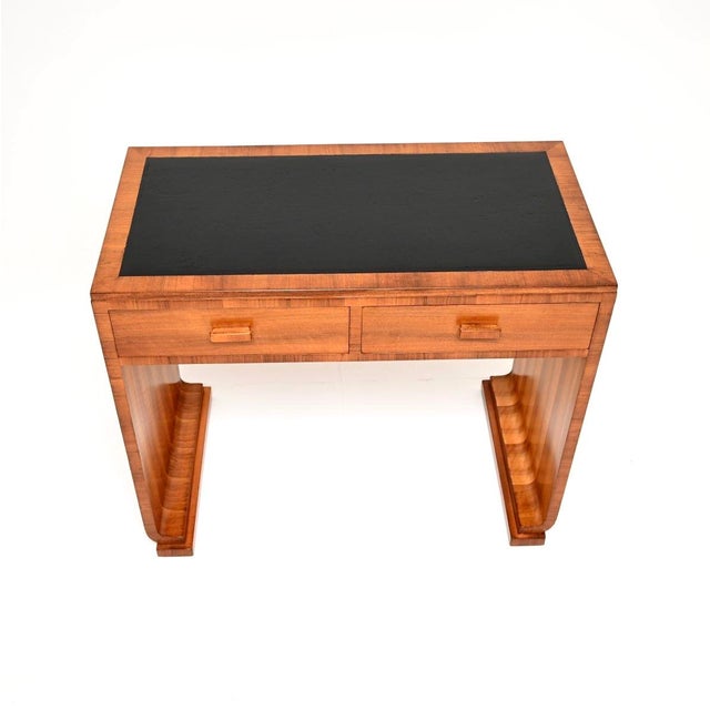Black Art Deco Walnut and Leather Top Desk, 1930s For Sale - Image 8 of 11