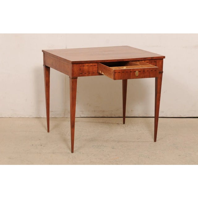 19th Century Early 19th Century Italian Occasional Table or Small Desk with Floral Medallion Inlay For Sale - Image 5 of 12