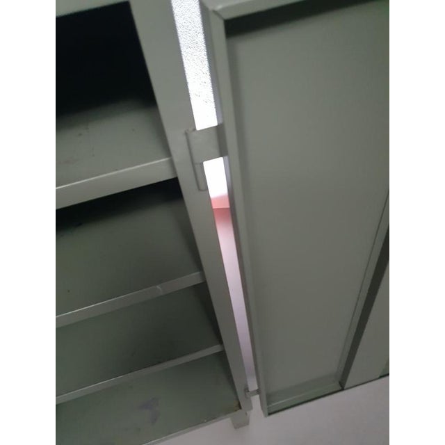 Gray Small Industrial Gray Metal Workshop Cabinet For Sale - Image 8 of 14