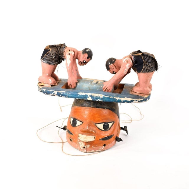 Early 20th Century Yoruba Gelede Mask with Figures Carrying a Casket Nigeria For Sale In Denver - Image 6 of 7