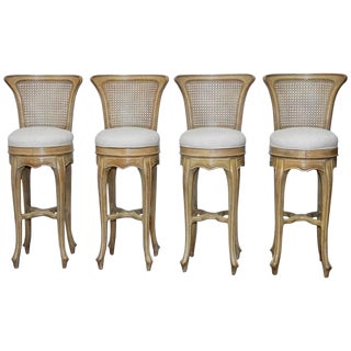 Vintage Swedish Gustavian Style Petite Barstools - Set of 4 For Sale