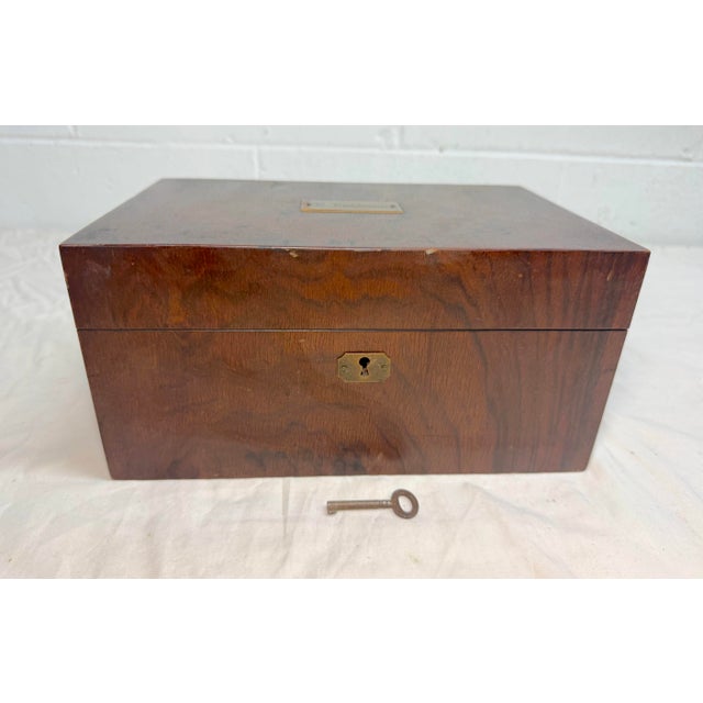 19th Century Signed Antique 19th Century Gaming Poker Wood Brass Box Travel Set Clay Chips For Sale - Image 5 of 11