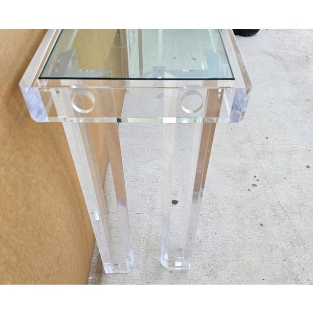 Transparent Vintage 1970s Mid-Century Modern Lucite Console Sofa Table For Sale - Image 8 of 13