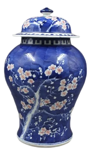 Antique Chinese Ceramic Pot China Blue and White Underglaze Red Porcelain Ginger Jar Hand Painted Ice Plum Flowers Pattern