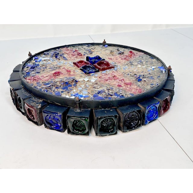 Large Brutalist Art Glass Wall Lamp with Zodiac Motifs by Erik Höglund for Kosta Boda, Sweden, 1960s For Sale - Image 11 of 18