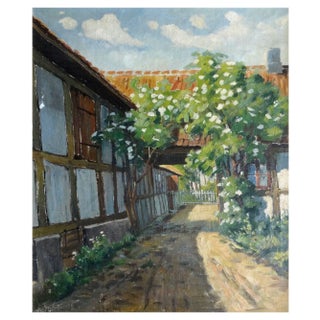 Frederik Ellegaart Kunstell Gaardson, Farm, 1920s, Oil on Canvas For Sale