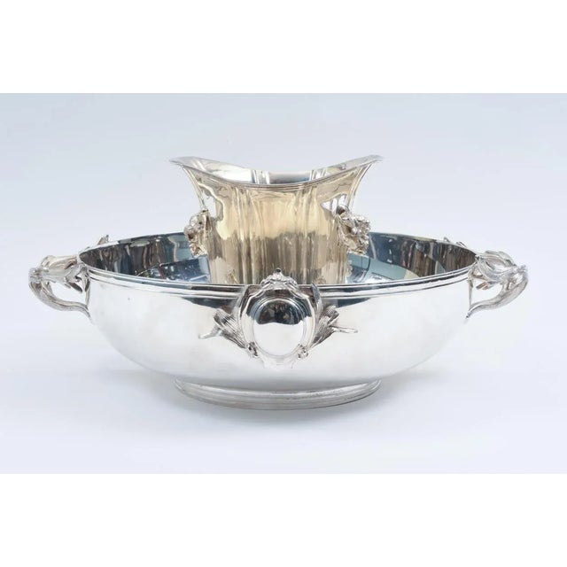 Large tableware / barware English Sheffield silver plated champagne cooler with inserted removable ice bucket with handles...